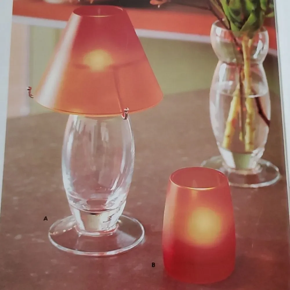 🩵PartyLite Vibrant Orange Candle Holder 3 Piece Set